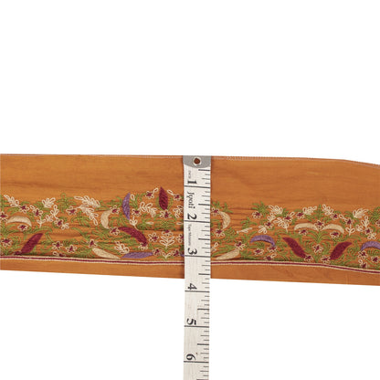 Sanskriti Vintage 1YD Sari Border Hand Embroidered Trim Sewing Craft SaffronLace
