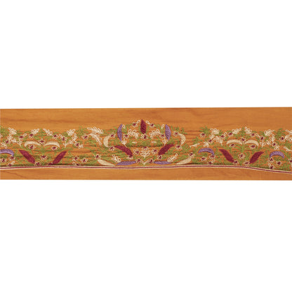 Sanskriti Vintage 1YD Sari Border Hand Embroidered Trim Sewing Craft SaffronLace