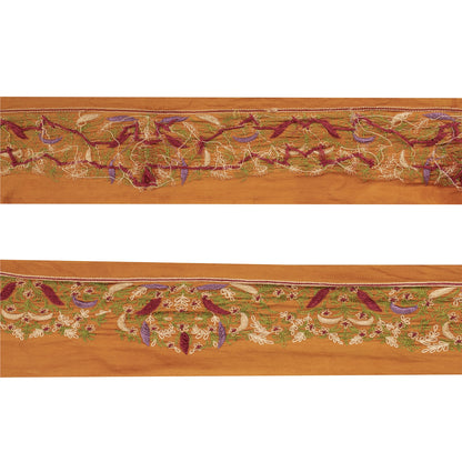 Sanskriti Vintage 1YD Sari Border Hand Embroidered Trim Sewing Craft SaffronLace