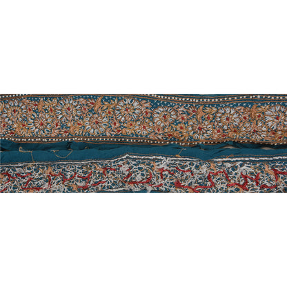 Sanskriti Vintage 1 Yd Sari Border Hand Embroidered Sewing Craft Till Blue Lace
