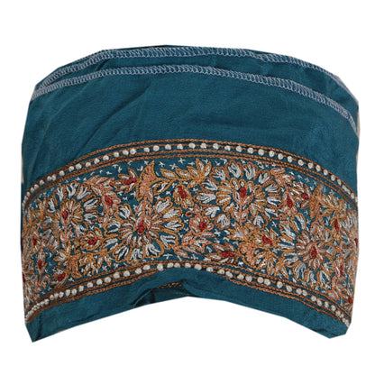 Sanskriti Vintage 1 Yd Sari Border Hand Embroidered Sewing Craft Till Blue Lace