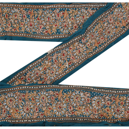 Sanskriti Vintage 1 Yd Sari Border Hand Embroidered Sewing Craft Till Blue Lace