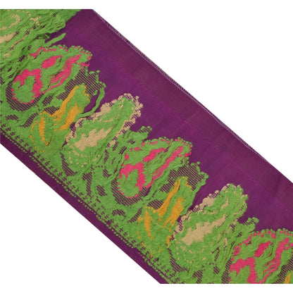 Sanskriti Vintage 1 Yd Sari Border Hand Woven Trim Sewing Craft Purple Lace