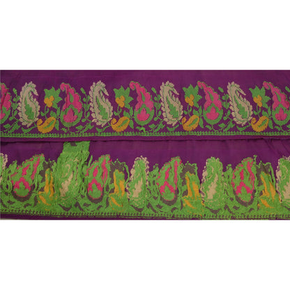 Sanskriti Vintage 1 Yd Sari Border Hand Woven Trim Sewing Craft Purple Lace