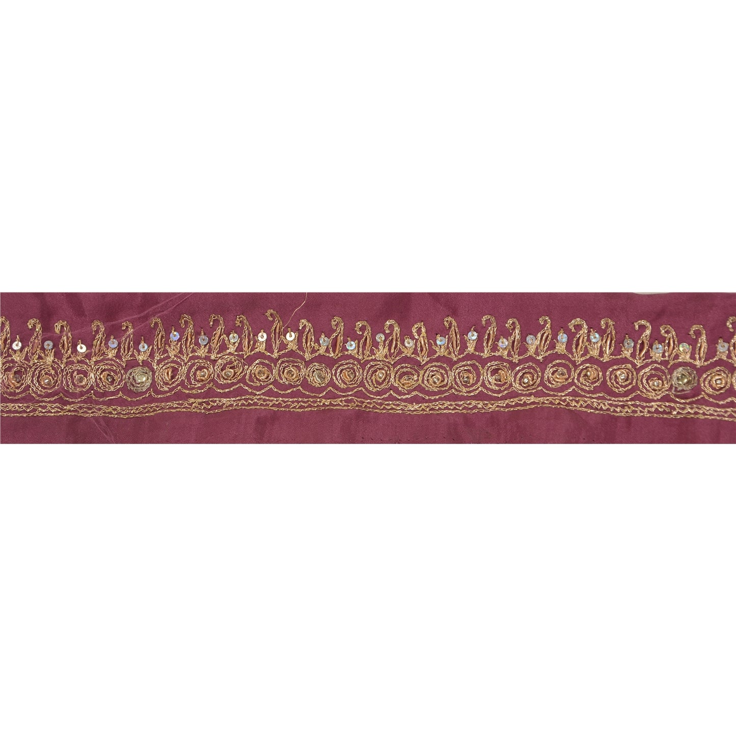 Sanskriti Vintage 1 Yd Sari Border Hand Beaded Craft Trim Ribbon Purple Lace