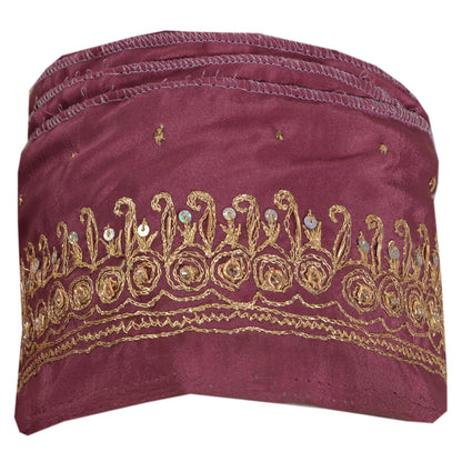 Sanskriti Vintage 1 Yd Sari Border Hand Beaded Craft Trim Ribbon Purple Lace