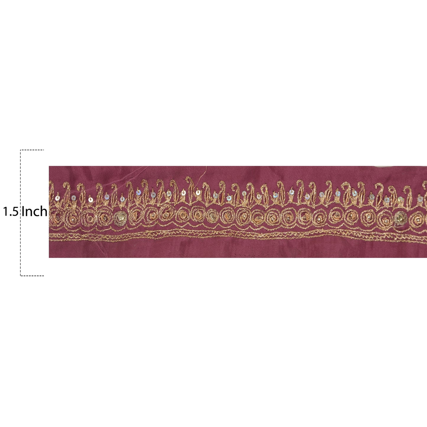 Sanskriti Vintage 1 Yd Sari Border Hand Beaded Craft Trim Ribbon Purple Lace