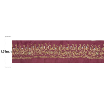 Sanskriti Vintage 1 Yd Sari Border Hand Beaded Craft Trim Ribbon Purple Lace