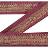 Sanskriti Vintage 1 Yd Sari Border Hand Beaded Craft Trim Ribbon Purple Lace