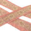 Sanskriti Vintage 1 YD Sari Border Hand Beaded Zari Craft Trim Sewing Peach Lace