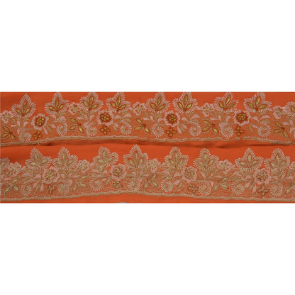 Sanskriti Vintage 1 YARD Sari Border Embroidered Trim Sewing Craft Orange Lace