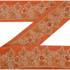 Sanskriti Vintage 1 YARD Sari Border Embroidered Trim Sewing Craft Orange Lace