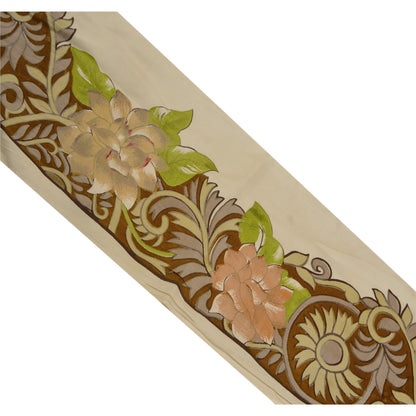 Санскрити Винтаж 1 ярд сари кайма цифровая печатная отделка швейное ремесло коричневое кружево