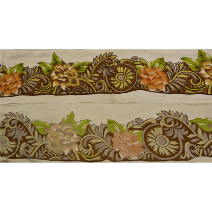 Санскрити Винтаж 1 ярд сари кайма цифровая печатная отделка швейное ремесло коричневое кружево