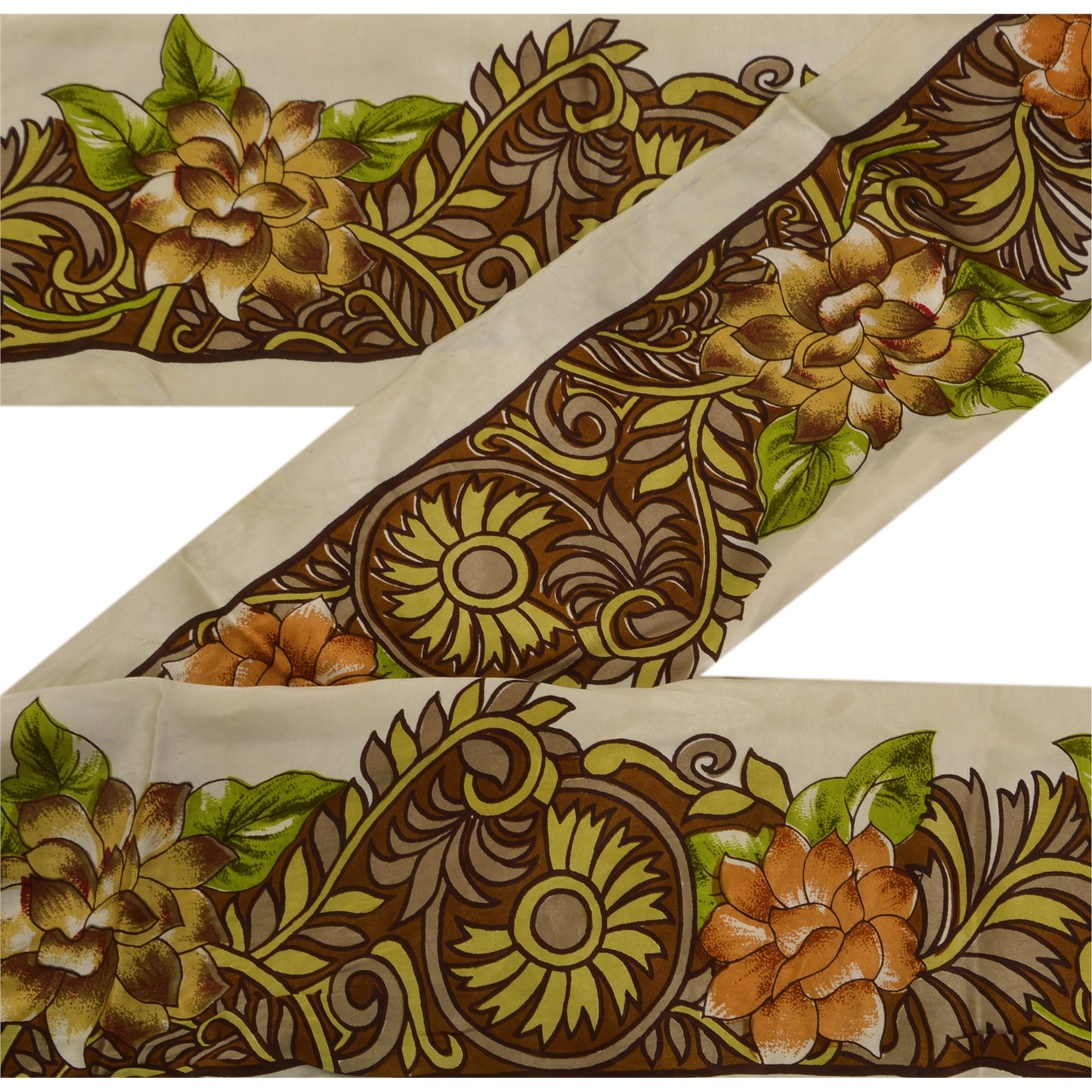 Санскрити Винтаж 1 ярд сари кайма цифровая печатная отделка швейное ремесло коричневое кружево
