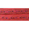 Sanskriti Vintage  1 YD Sari Border Craft Hand Embroidered Kantha Trim Pink Lace