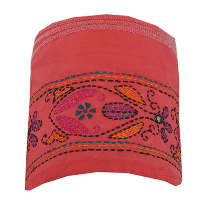 Sanskriti Vintage  1 YD Sari Border Craft Hand Embroidered Kantha Trim Pink Lace