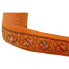 Sanskriti Vintage 1 YARD Sari Border Hand Beaded Craft Trim Sewing Orange Lace