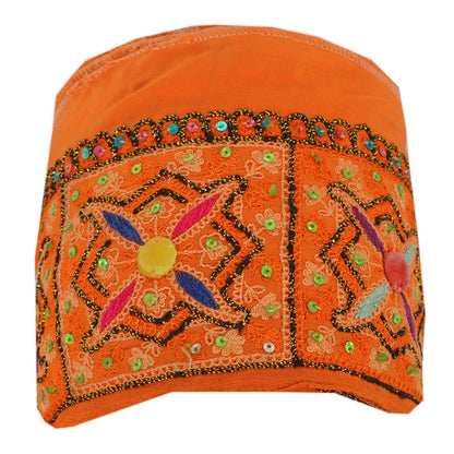 Sanskriti Vintage 1 YARD Sari Border Hand Beaded Craft Trim Sewing Orange Lace