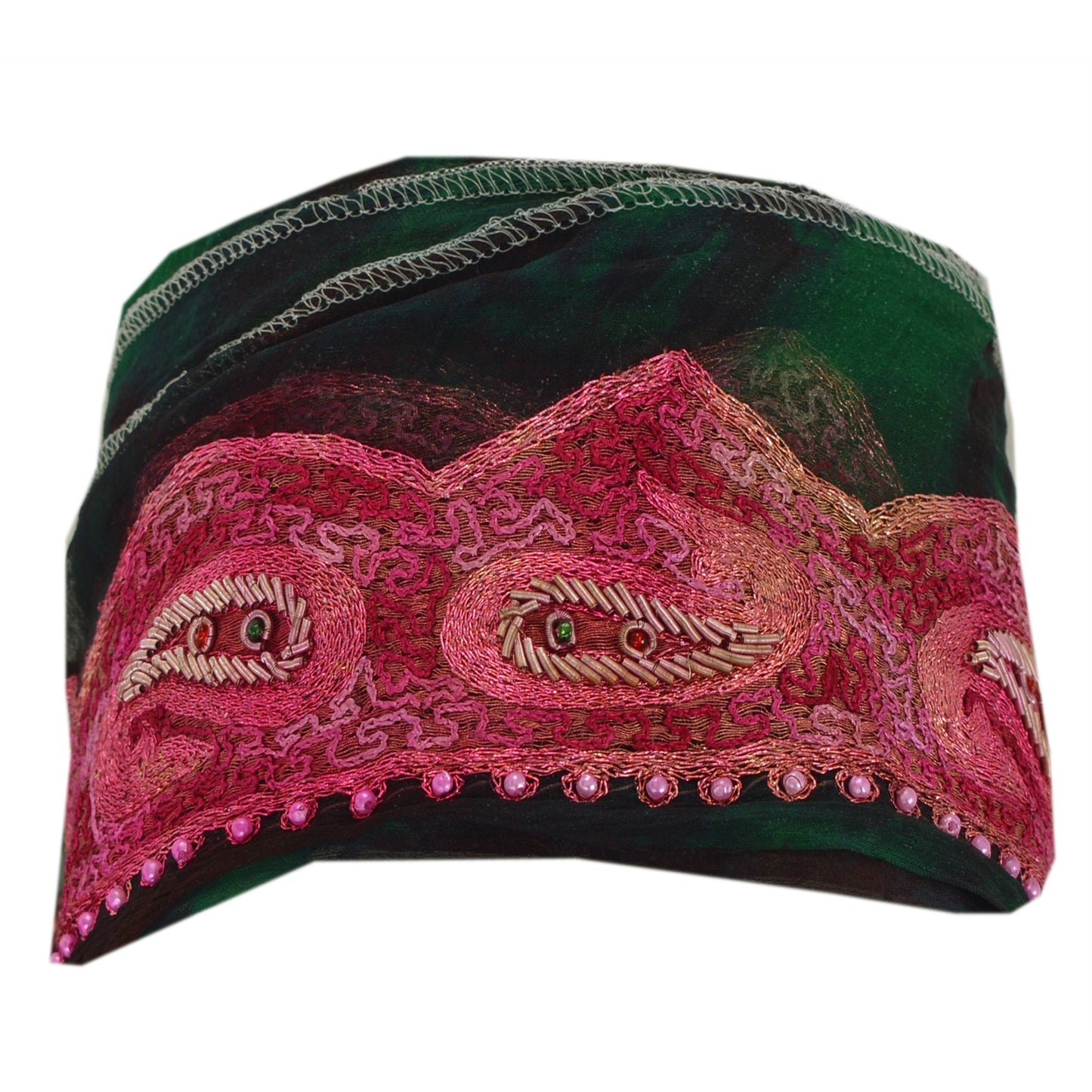 Sanskriti Vintage 1 YD Sari Border Hand Beaded Craft Trim Sewing Green Lace