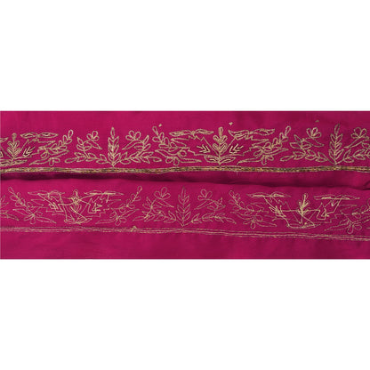 Sanskriti Vintage 1 YD Sari Border Hand Beaded Craft Trim Sewing Pink Zari Lace