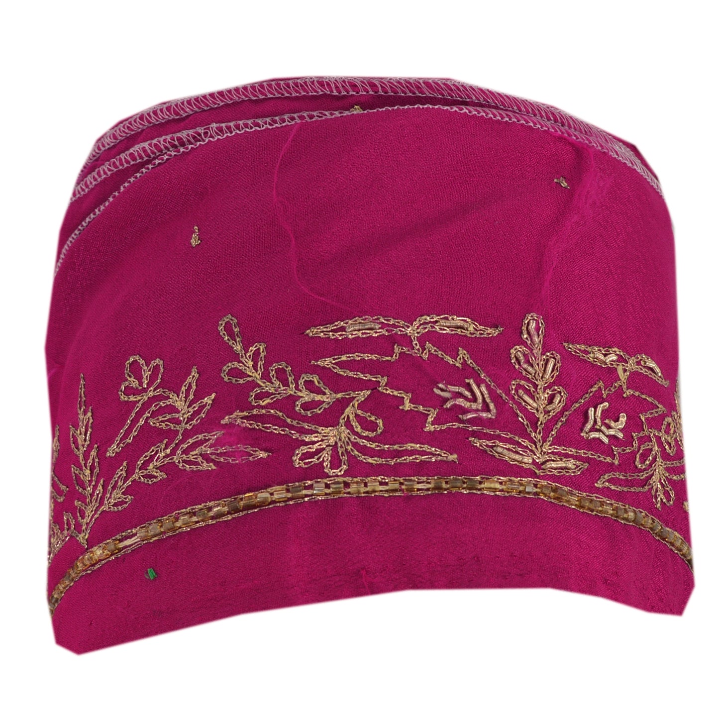 Sanskriti Vintage 1 YD Sari Border Hand Beaded Craft Trim Sewing Pink Zari Lace