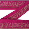 Sanskriti Vintage 1 YD Sari Border Hand Beaded Craft Trim Sewing Pink Zari Lace