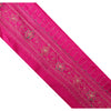 Sanskriti Vintage 1 YD Sari Border Hand Beaded Craft Trim Sewing Pink Zari Lace