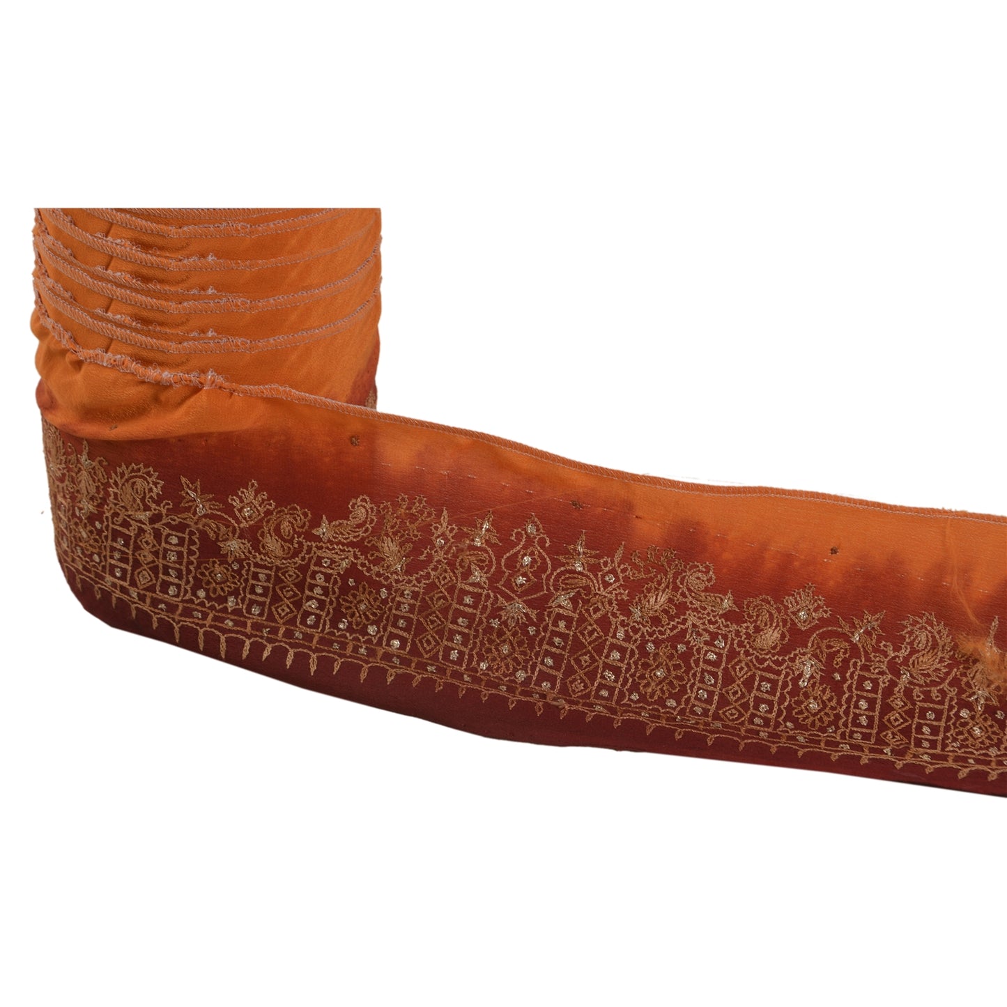 Sanskriti Vintage 1 Yd Sari Border Antique Hand Embroidered Trim Sewing Craft Brown Lace