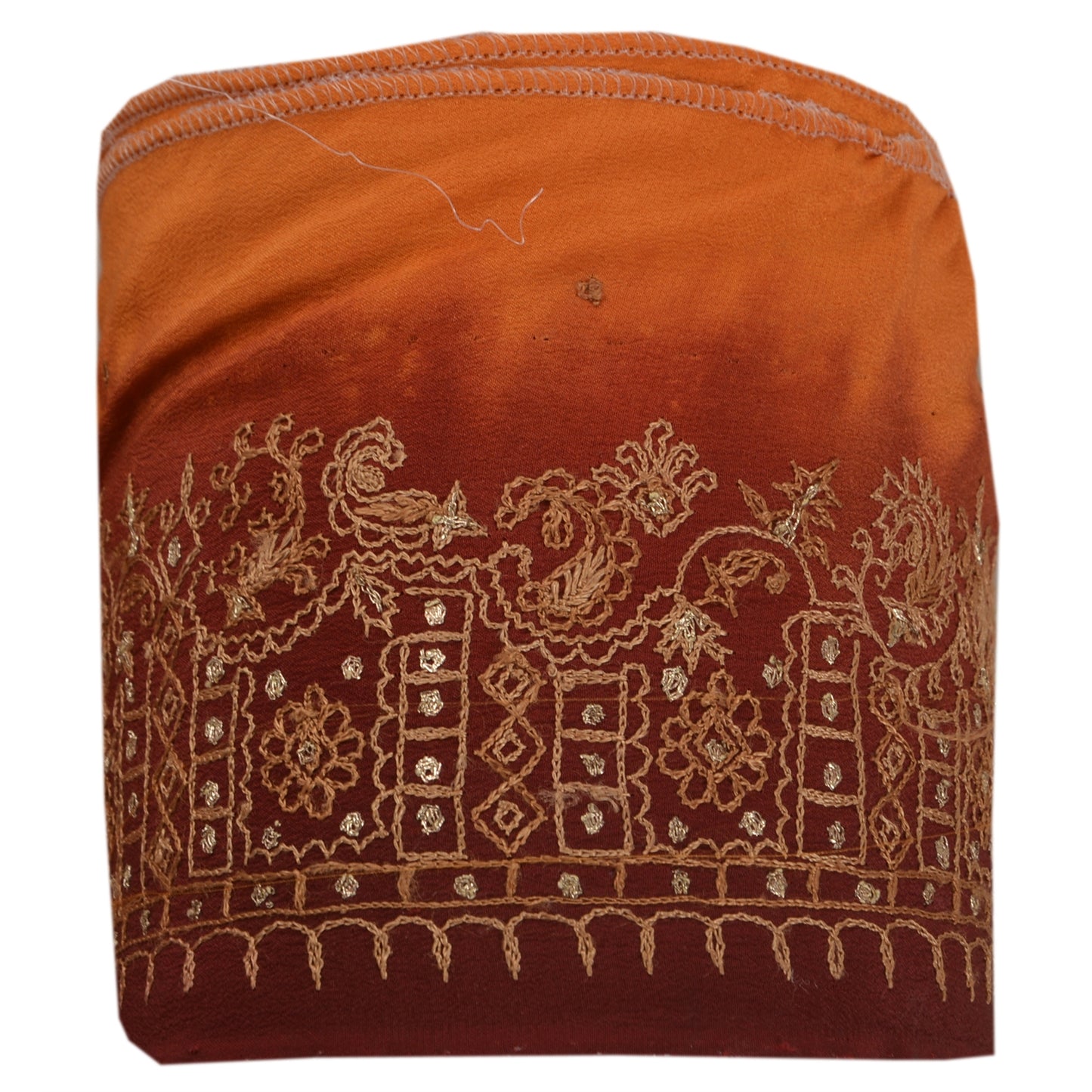 Sanskriti Vintage 1 Yd Sari Border Antique Hand Embroidered Trim Sewing Craft Brown Lace