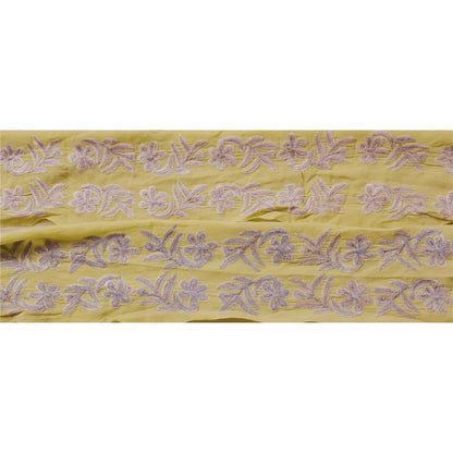 SANSKRITI VINTAGESari Border Antique Embroidered Trim Sewing 1 Yd Cream Floral