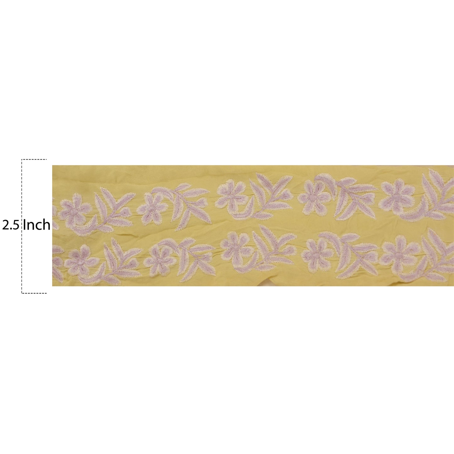 SANSKRITI VINTAGESari Border Antique Embroidered Trim Sewing 1 Yd Cream Floral