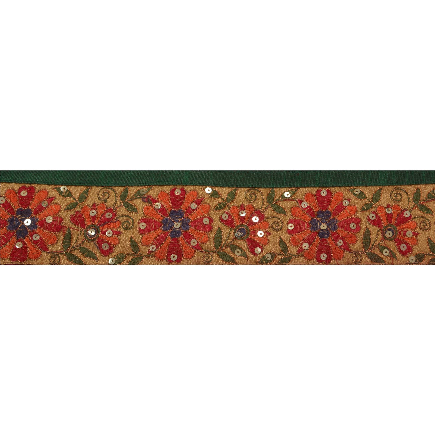 Sanskriti Vintage 1 Yd Sari Border Hand Beaded Craft Trim Sewing Dark Red Lace