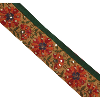 Sanskriti Vintage 1 Yd Sari Border Hand Beaded Craft Trim Sewing Dark Red Lace