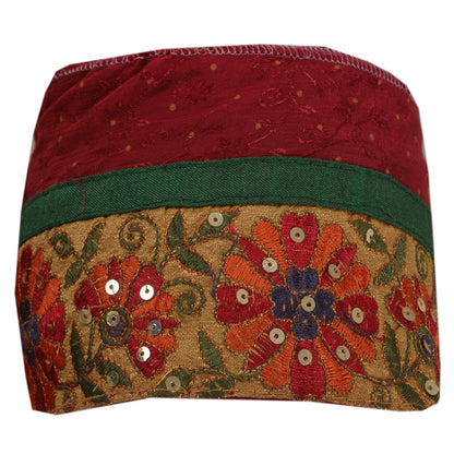 Sanskriti Vintage 1 Yd Sari Border Hand Beaded Craft Trim Sewing Dark Red Lace