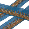 Sanskriti Vintage 1YD Sari Border Hand Beaded Trim Dabka ZardoziRibbon Blue Lace