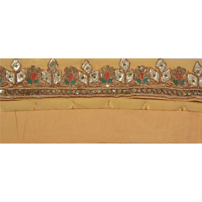 Sanskriti Vintage 1 Yd Sari Border Antique Hand Beaded Trim Sewing Cream Lace