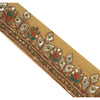 Sanskriti Vintage 1 Yd Sari Border Antique Hand Beaded Trim Sewing Cream Lace