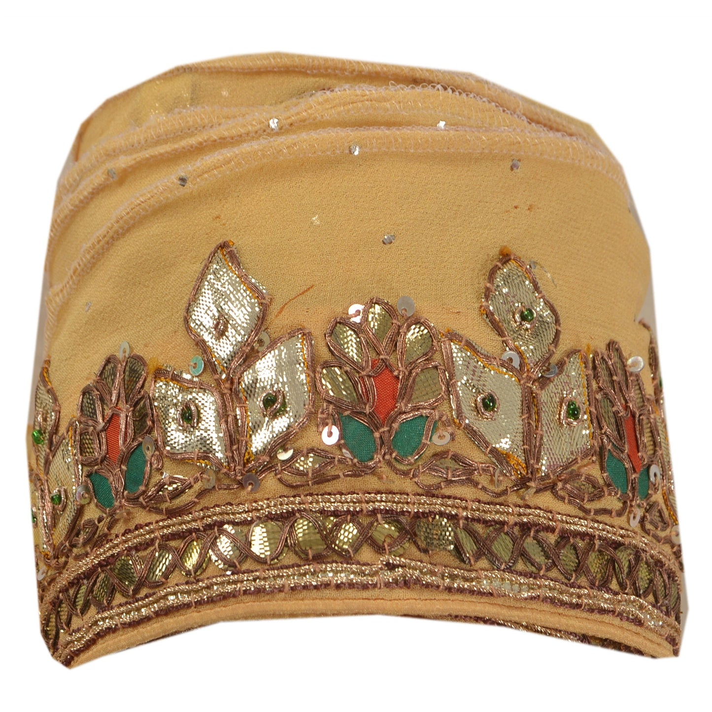 Sanskriti Vintage 1 Yd Sari Border Antique Hand Beaded Trim Sewing Cream Lace