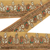 Sanskriti Vintage 1 Yd Sari Border Antique Hand Beaded Trim Sewing Cream Lace