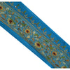 Sanskriti Vintage 1 Yd Sari Border Hand Beaded Trim Sewing Blue Craft Lace