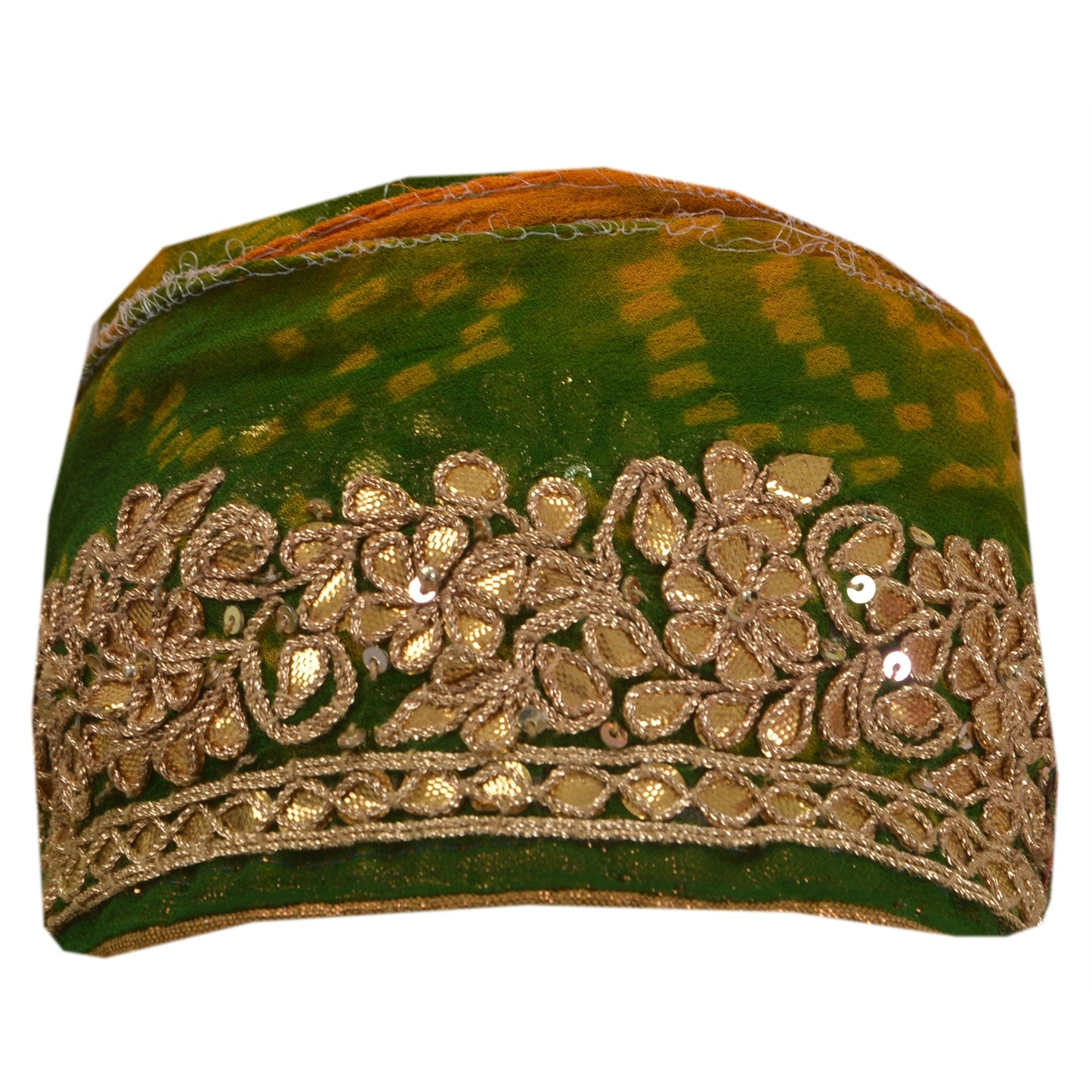 Sanskriti Vintage 1 Yd Sari Border Hand Beaded Bandhani Trim Sewing Green Lace