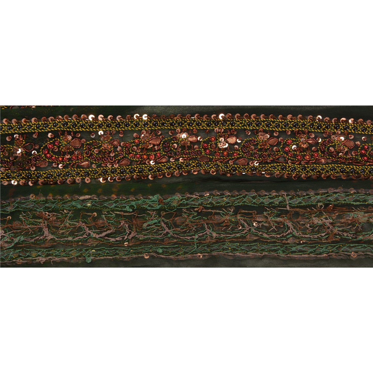 Sanskriti Vintage 1 Yd Bandhani Sari Border Craft Hand Beaded Trim Sewing Lace