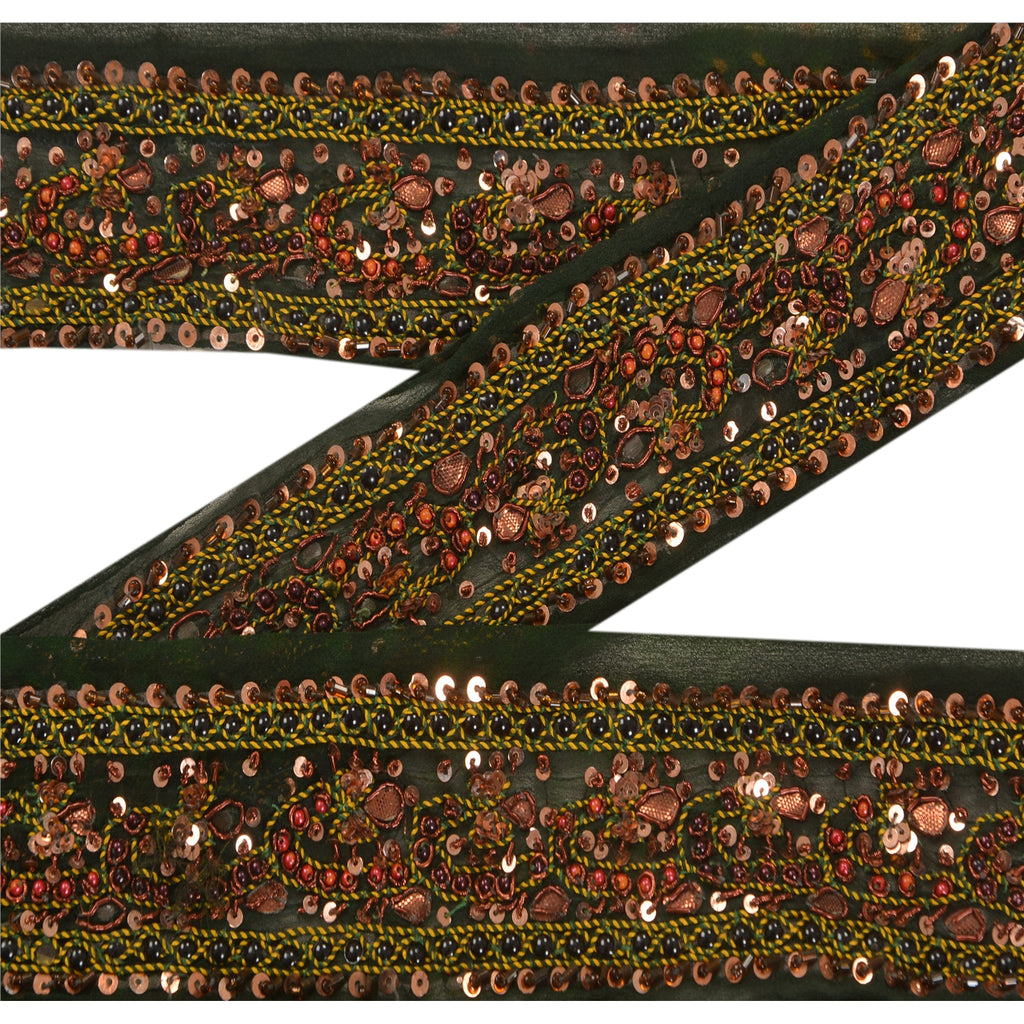 Sanskriti Vintage 1 Yd Bandhani Sari Border Craft Hand Beaded Trim Sewing Lace