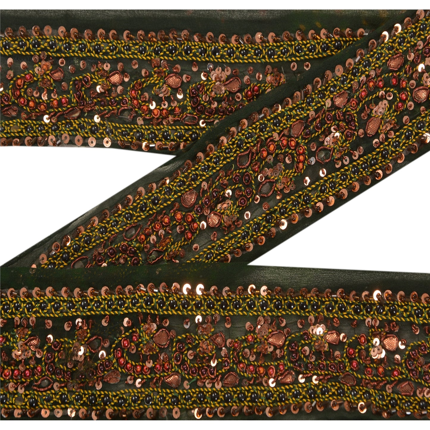 Sanskriti Vintage 1 Yd Bandhani Sari Border Craft Hand Beaded Trim Sewing Lace