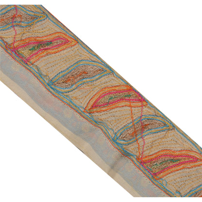 Sanskriti Vintage 1 Yd Sari Border Craft Hand Beaded Indian Sewing Blue Lace