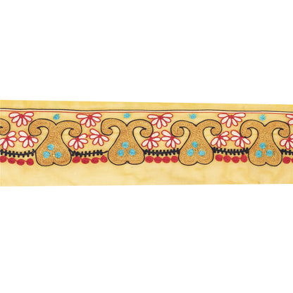 Sanskriti Vintage 1 YD Sari Border Indian Hand Embroidery Yellow Craft Lace 4.5W