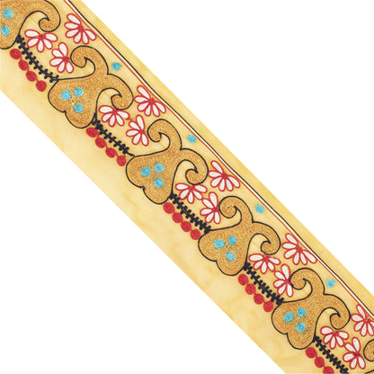 Sanskriti Vintage 1 YD Sari Border Indian Hand Embroidery Yellow Craft Lace 4.5W