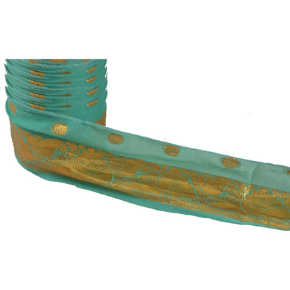 Sanskriti Vintage 1 Yd Sari Border Antique Woven Indian Trim Sewing Green Lace