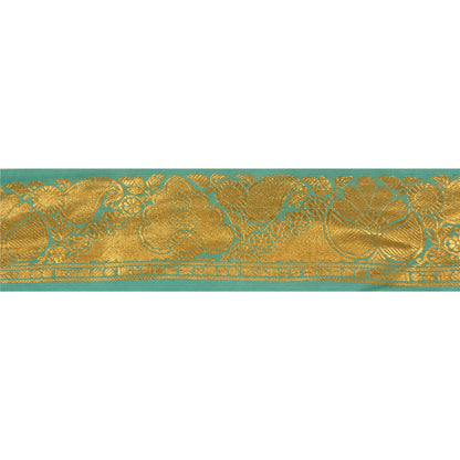 Sanskriti Vintage 1 Yd Sari Border Antique Woven Indian Trim Sewing Green Lace